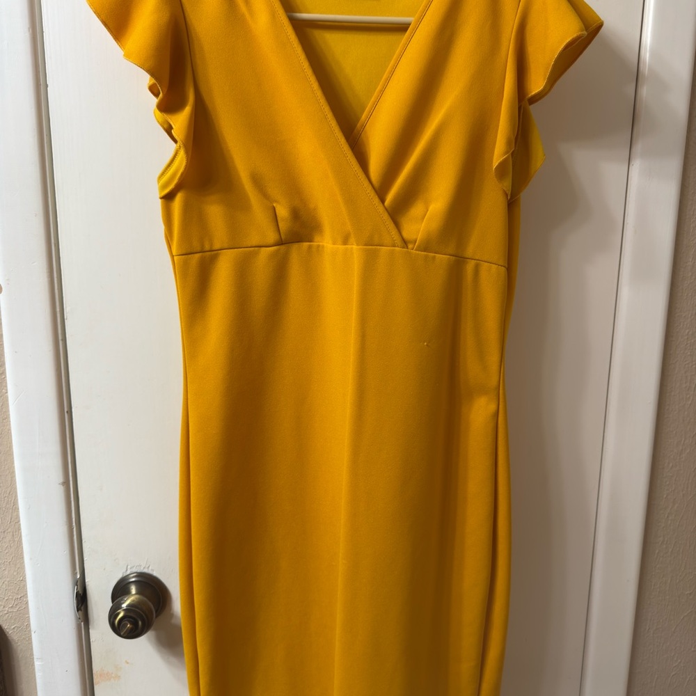 SHEIN Mustard Midi Dress